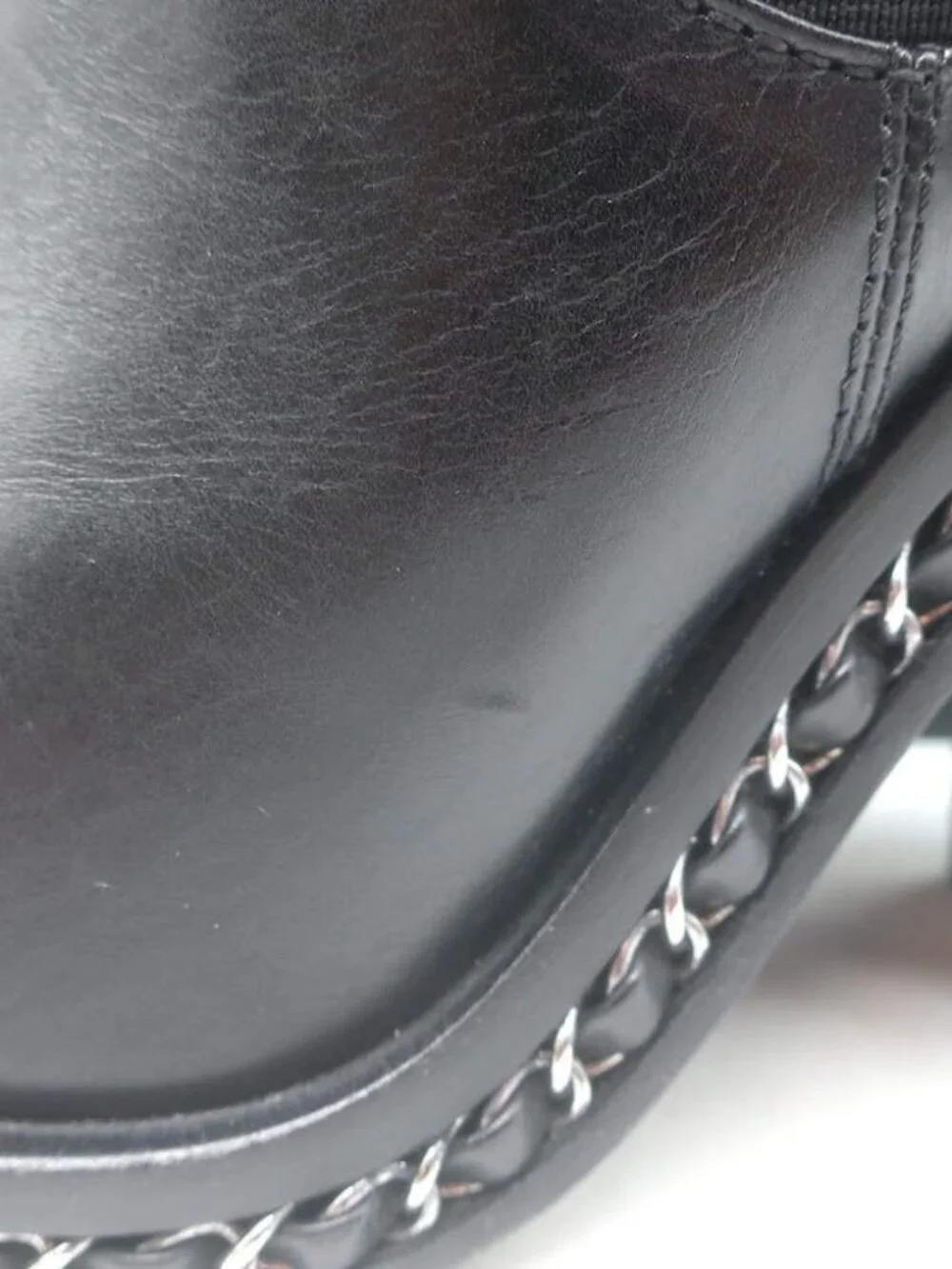 Chanel Chain-Trimmed High Heel Chelsea Boots Black Leather Size 39 - Picture 10 of 16